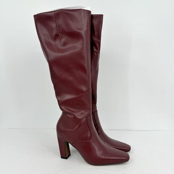 Franco Sarto Womens Bowman Knee High Boots US 7.5 M Wide Calf Red NIB - Picture 5 of 11